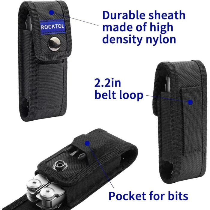 Мультитул Rocktol 22-в-1 с нейлоновым чехлом, кресалом, свистком и битами  