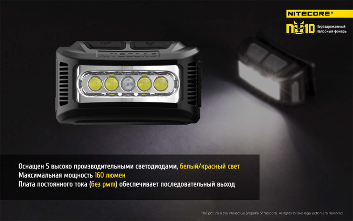 Фонарь налобный Nitecore NU10 желтый  