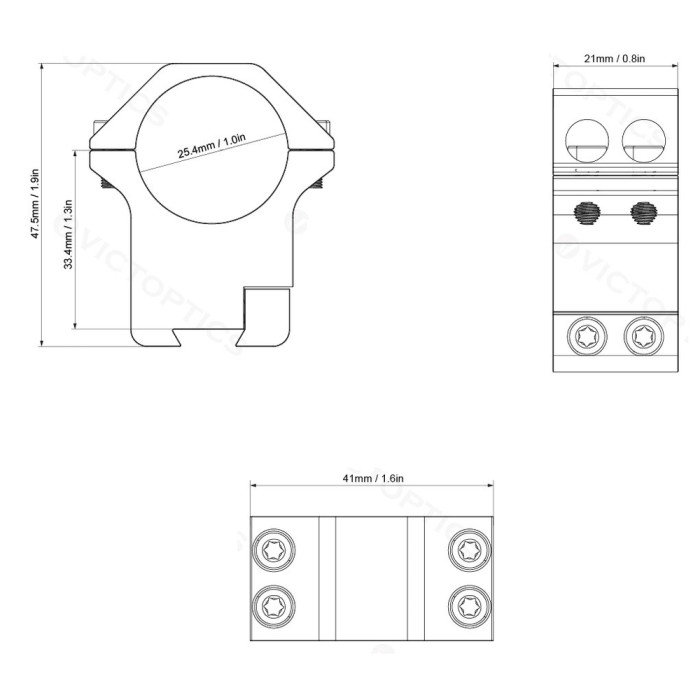 Кольца Vector Optics 25.4 мм высокие на ласточкин хвост  