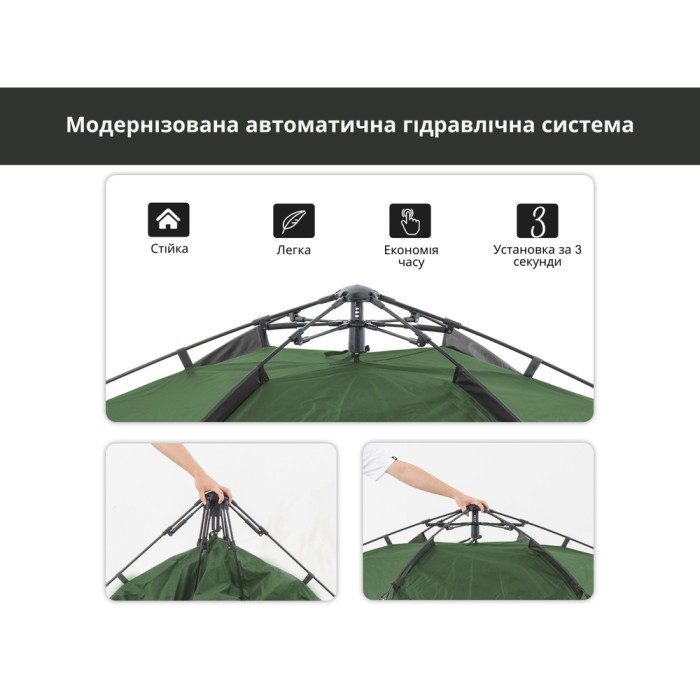 Палатка трехместная автоматическая Naturehike NH21ZP008, темно-зеленая  