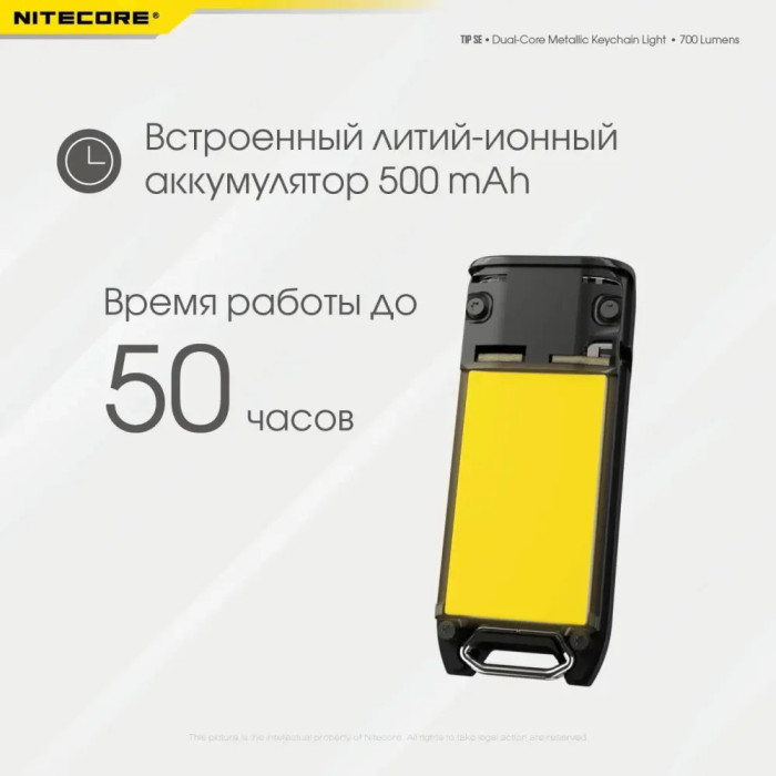 Фонарь наключительный Nitecore TIP SE (2xOSRAM P8, 700 люмен, 4 режима, USB), серый  