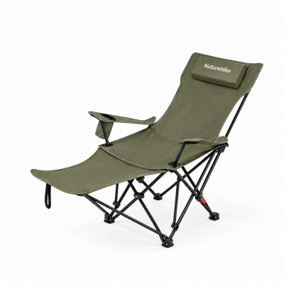 Кресло туристическое складное с высокой спинкой с подставкой для ног Naturehike CNK2550JJ019, зеленый