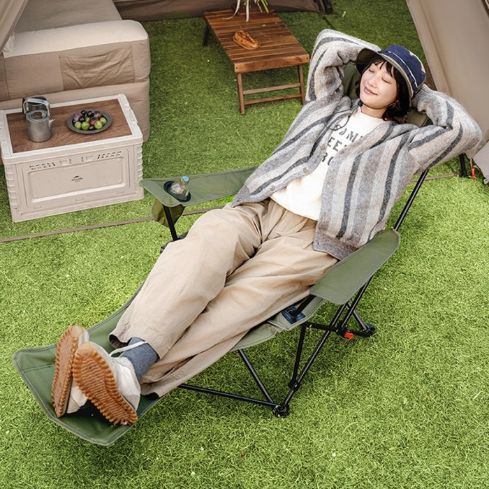 Кресло туристическое складное с высокой спинкой с подставкой для ног Naturehike CNK2550JJ019, зеленый  