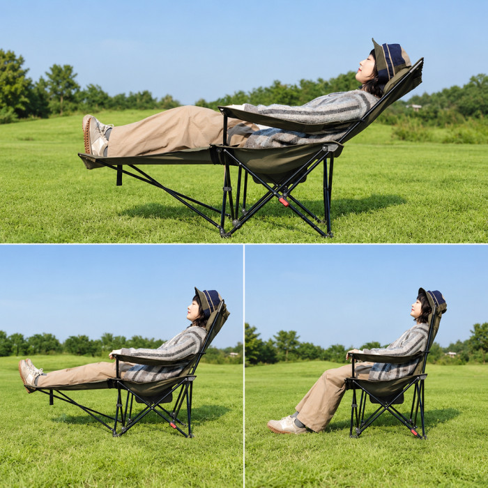 Кресло туристическое складное с высокой спинкой с подставкой для ног Naturehike CNK2550JJ019, зеленый  