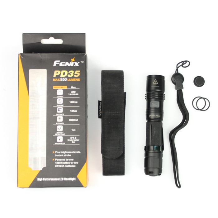 Фонарь Fenix PD35 полный комплект, есть небольшие потертости в торце  