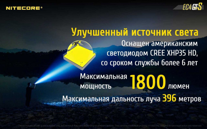 Карманный фонарь Nitecore EC4GTS, 1800 люмен  