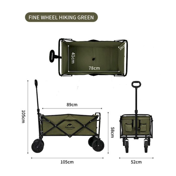 Складная тележка Naturehike NH19PJ001, темно-зеленый  
