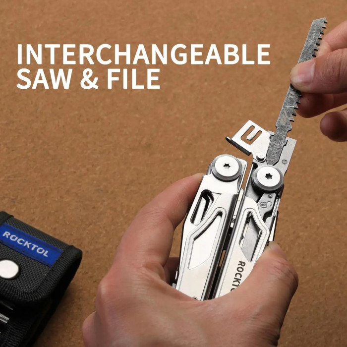 Мультитул Rocktol 29-в-1 с нейлоновым чехлом, битами и запасными аксессуарами  