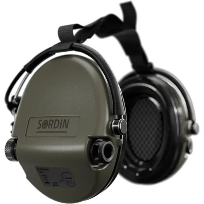 Активные наушники Sordin Supreme MIL AUX, Slim, задний держатель green  