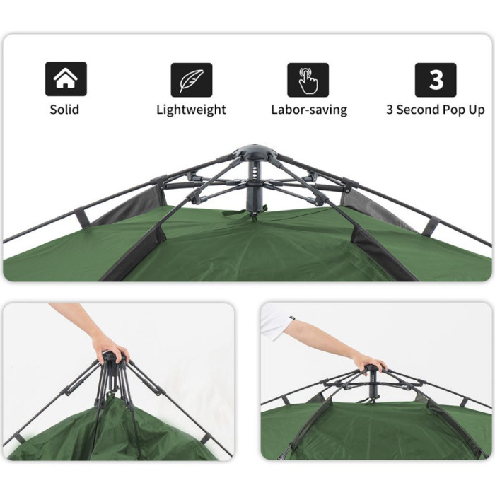 Палатка четырехместная автоматическая Naturehike NH21ZP008, темно-зеленая  