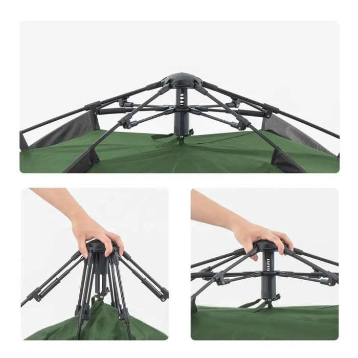 Палатка четырехместная автоматическая Naturehike NH21ZP008, темно-зеленая  