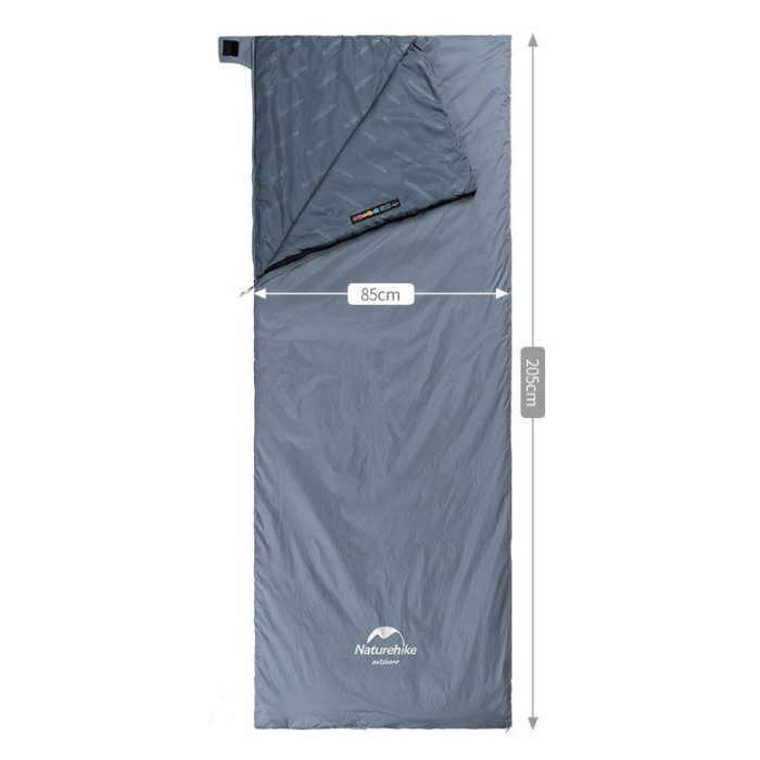 Спальник сверхлегкий Naturehike Ultralight LW180 NH21MSD09 правый, (15°C), p-p XL, серо-синий  