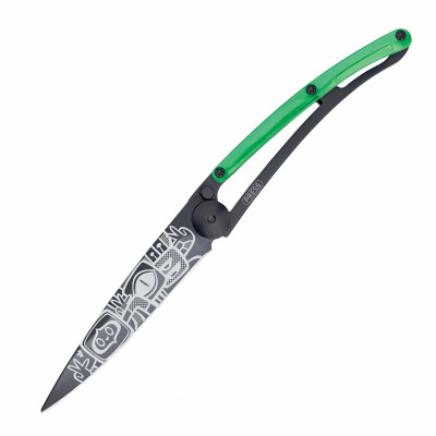 Нож Deejo Tattoo Black 37 g, Green, &quot;Peace&quot;