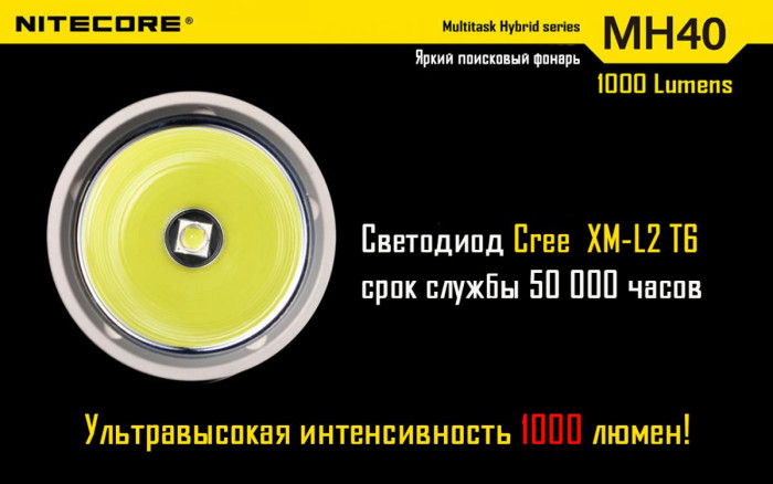 Ручной фонарь Nitecore MH40 THOR,1000 люмен  
