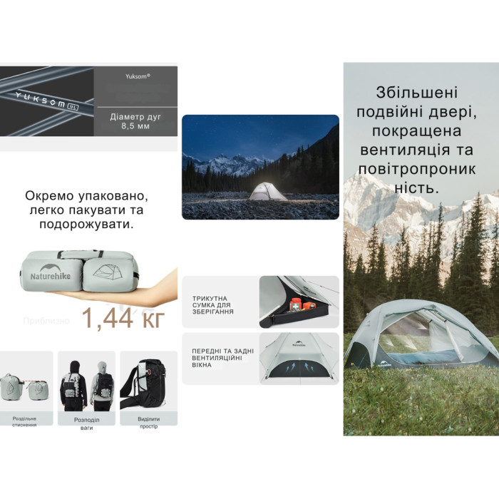 Палатка двухместная ультралегкая Naturehike Star River UL CNK2450WS022, коричневая  