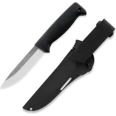 Нож Peltonen M07 (N690), без покрытия, черный, черный композитный чехол