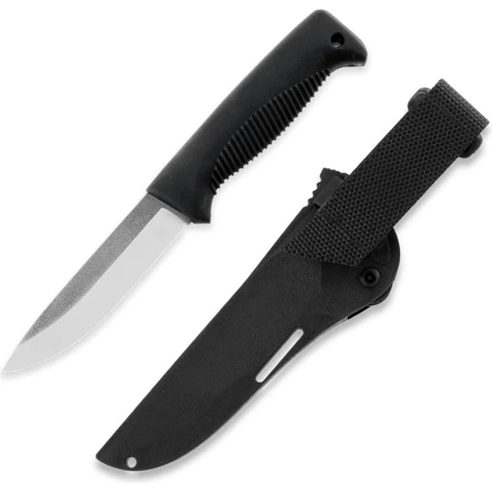 Нож Peltonen M07 (N690), без покрытия, черный, черный композитный чехол  