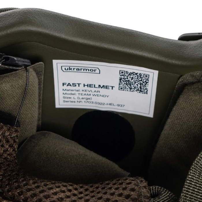 Кевларовый шлем Ukrarmor FAST Team Wendy. Уровень защиты NIJ IIIA Олива  