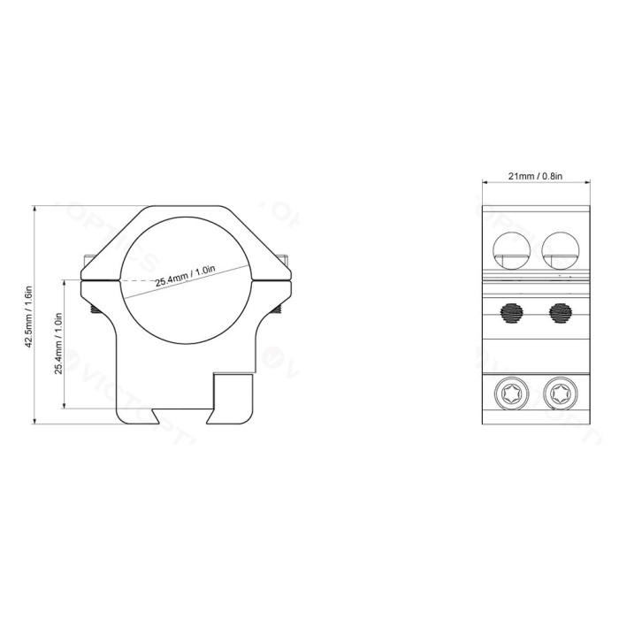 Кольца Vector Optics 25.4 мм средние на ласточкин хвост  
