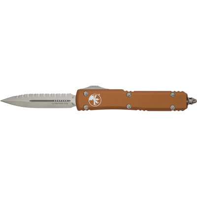 Нож Microtech Ultratech Double Edge Serrated Stonewash Aluminum Tan
