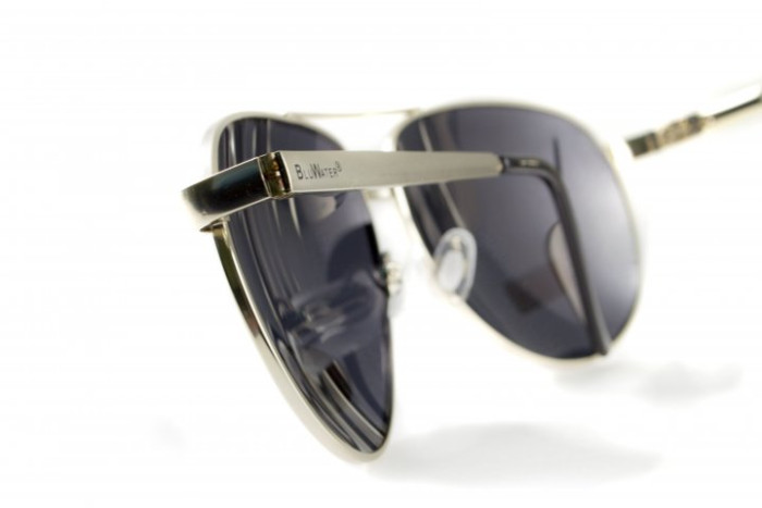 Очки поляризационные BluWater AirForce Silver Polarized (gray), чёрные линзы в металлической оправе  