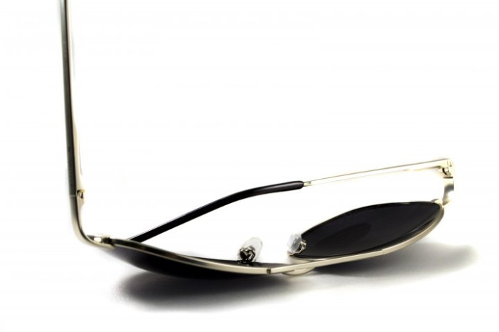 Очки поляризационные BluWater AirForce Silver Polarized (gray), чёрные линзы в металлической оправе  