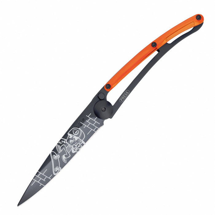 Нож Deejo Tattoo Black 37 g, Orange, "Skate" 