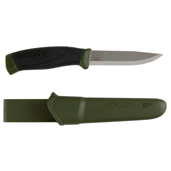 Нож Morakniv Companion MG C углеродная сталь цвет хаки (плохо обработанный клинок) 