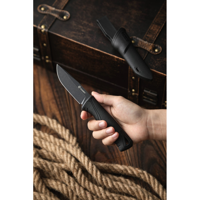 Нож Ganzo G807BW-BK черный с чехлом  