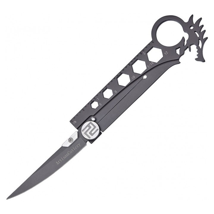 Нож Artisan Dragon Grey AUS-8, Steel Handle 