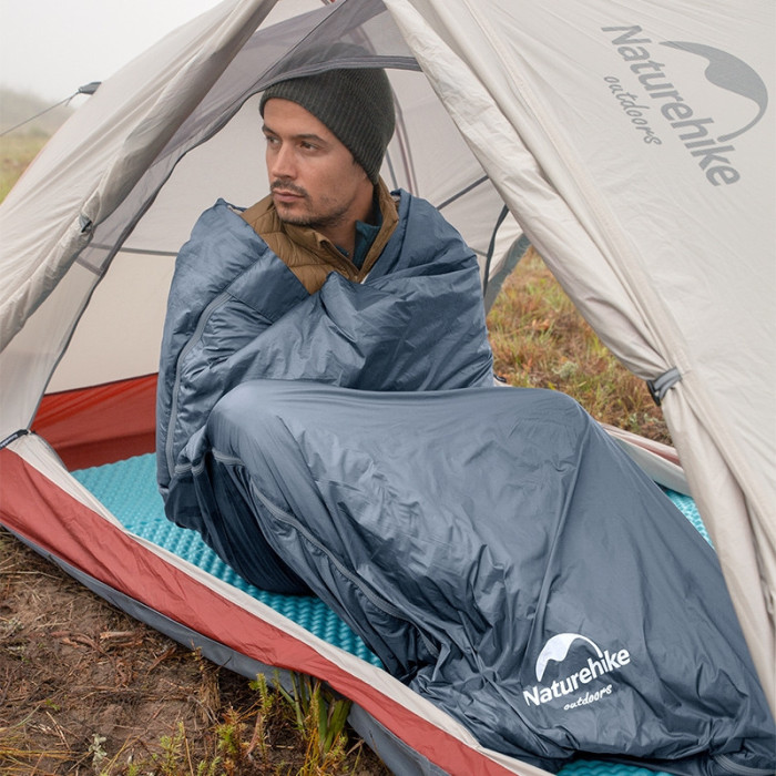 Спальник сверхлегкий Naturehike Ultralight LW180 NH21MSD09 левый, (15°C), p-p M, серо-синий  