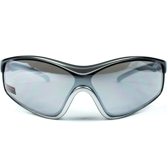 Очки Global Vision Home Run full silver (silver mirror) зеркальные черные в серебристой оправе  