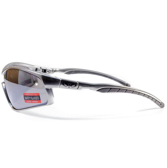 Очки Global Vision Home Run full silver (silver mirror) зеркальные черные в серебристой оправе  