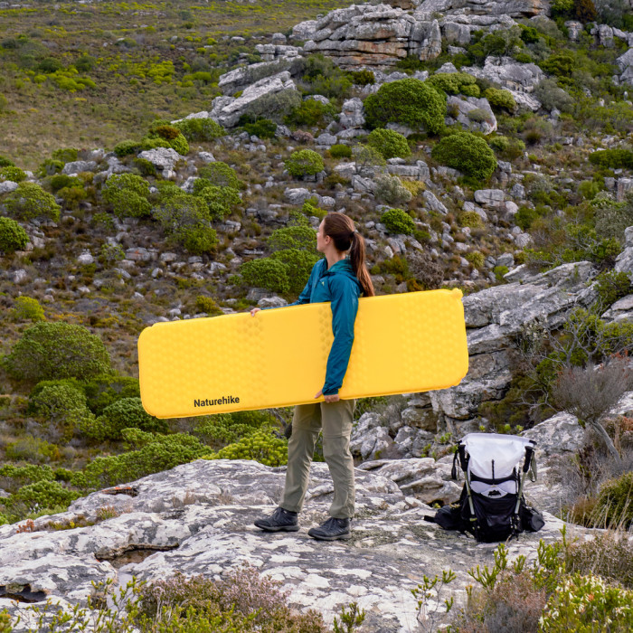 Матрас туристический надувной одноместный Naturehike CNK2550WS033, 183x53x3.5 см, желтый, прямоугольный  