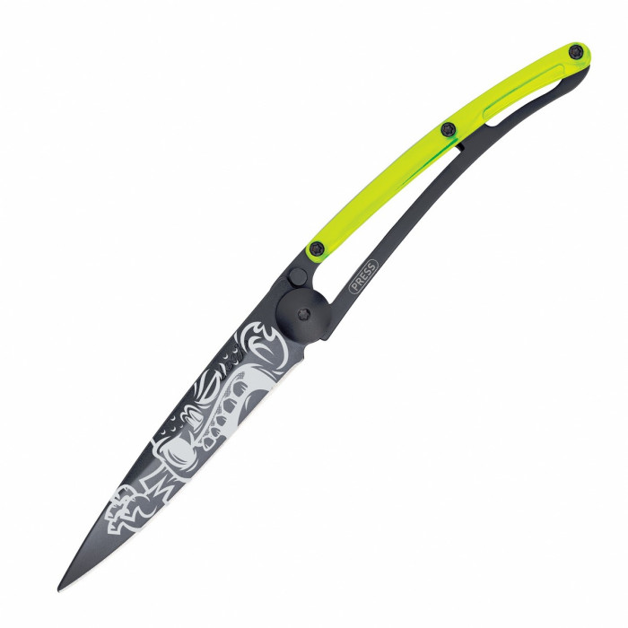Нож Deejo Tattoo Black 37 g, Yellow, "Zombie" 