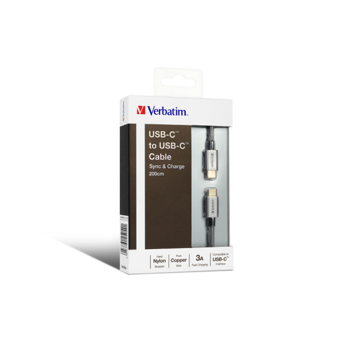 Кабель Verbatim-USB-C–USB-C 200cm Grey  