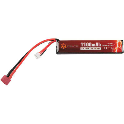 Аккумулятор Evolution Li-Po Ultra Power 7.4V 1100mAh 20C–40C Peak with T-Plug + Adapter (11.2×20×103 мм)