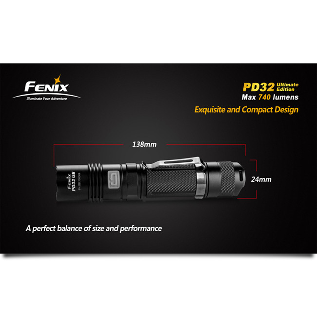Карманный фонарь Fenix PD32 , серый, XM-L Ultimate Edition, 740 люмен  
