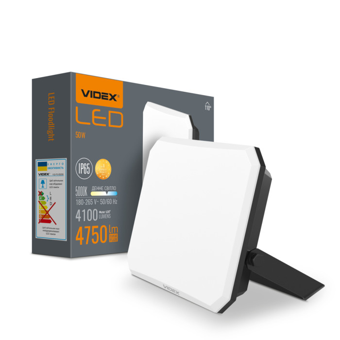 Прожектор VIDEX F3 50W 5000K 220V Black (VLE-F3-0505)  