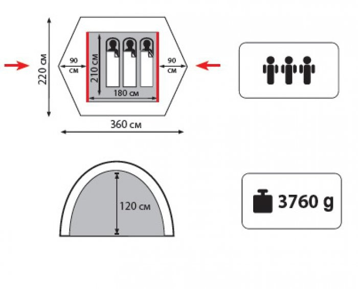 Палатка Sol Erie 3, SLT-023.06  