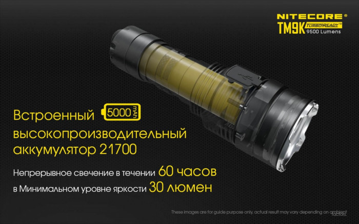 Тактический фонарь Nitecore TM9K, 9500 лм.  
