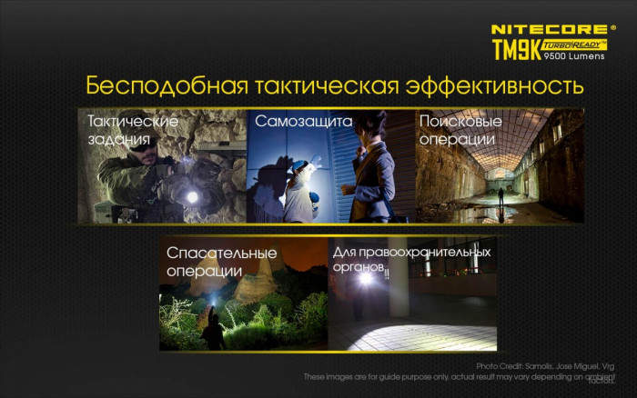 Тактический фонарь Nitecore TM9K, 9500 лм.  