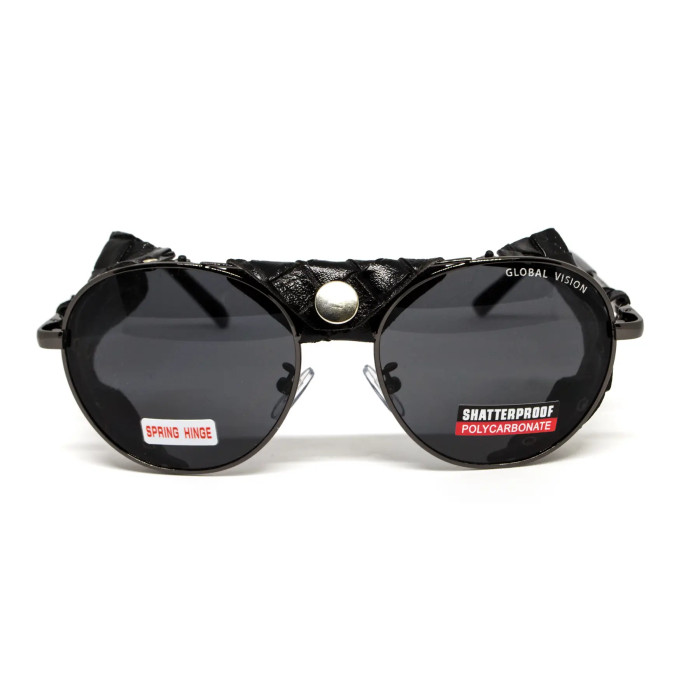 Очки защитные Global Vision Aviator-5 GunMetal (gray), серые в темной оправе со съемным уплотнителем из синтетической "кожи"  