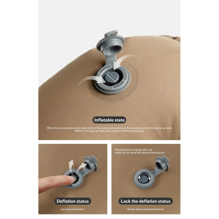 Подушка надувная ультралегкая Naturehike NH17T013-Z, 42х32 см, бежевая  