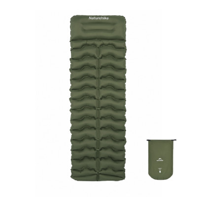 Матрас туристический надувной одноместный Naturehike CNK2550WS019, 200x60x9.5 см, зеленый, прямоугольный с мешком для надува
