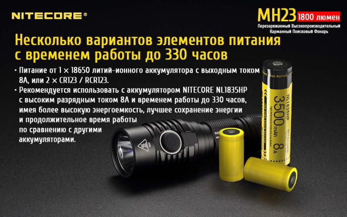 Карманный фонарь Nitecore MH23, 1800 люмен  