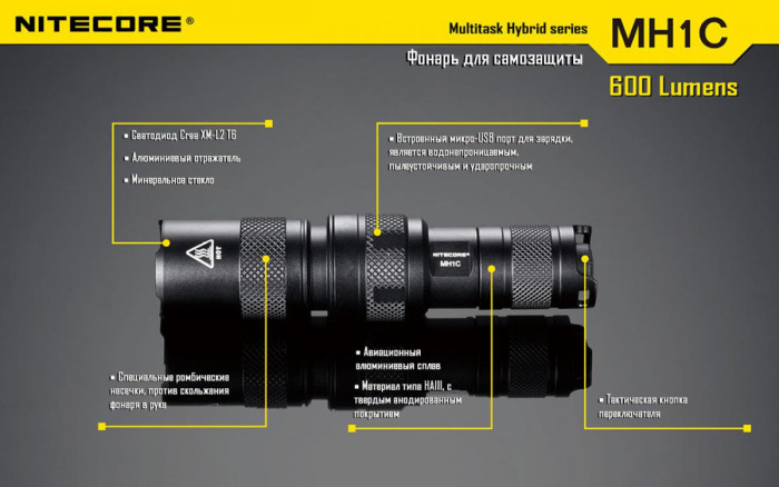 Карманный фонарь Nitecore MH1C, 550 люмен  