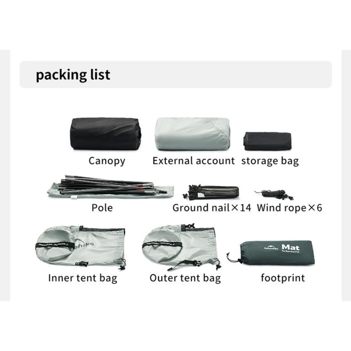 Палатка двухместная ультралегкая Naturehike Star River UL CNK2450WS022, серая  
