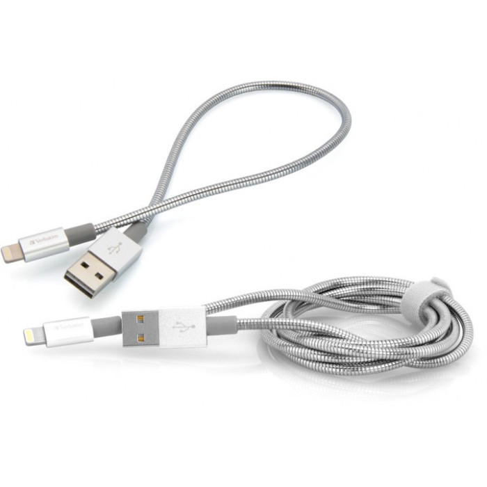 Кабель Verbatim USB - Lightning 1 м + 30 см 2 шт Silver  