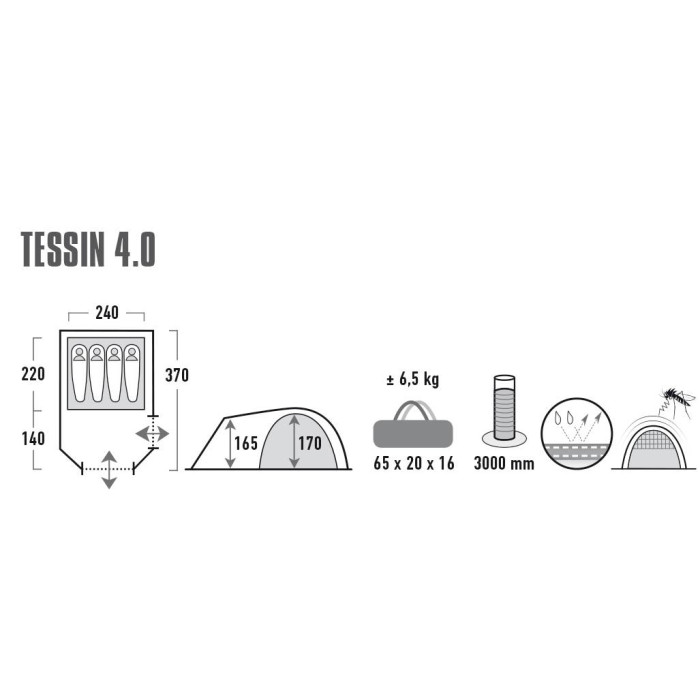 Палатка High Peak Tessin 4.0 Nimbus Grey  